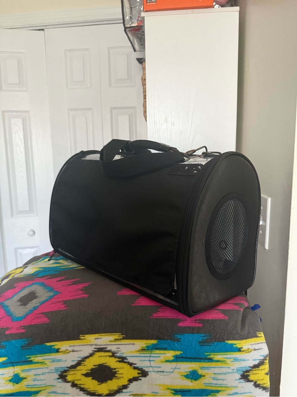 Clear-Sided Black Bird/Pet Carrier with Vent Panels - Picture 2 of 4